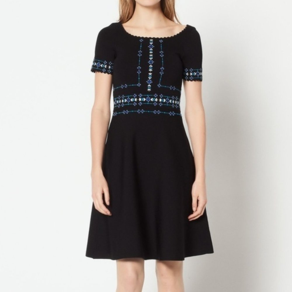 NEW Sandro Safe Scalloped Beaded A-Line Dress 36
